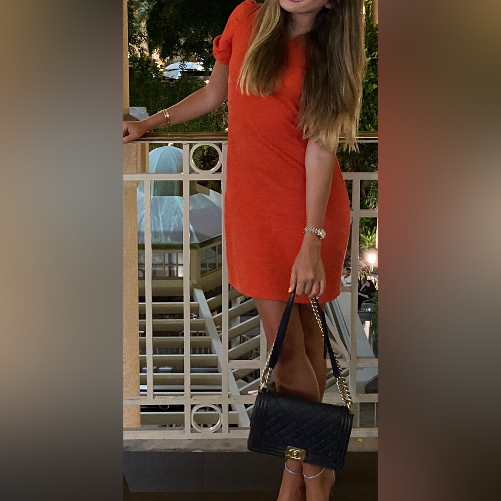 Zara Short Sleeve Nubbed Orange 🍊 Mini Dress